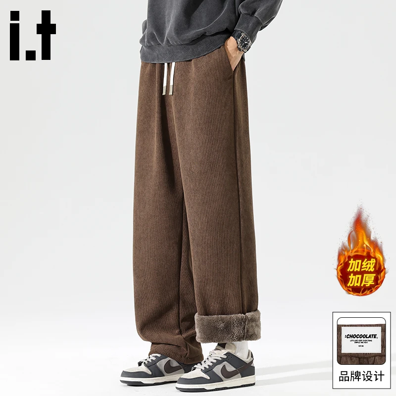 it :CHOCOOLATE雪尼尔加绒加厚休闲裤男2025冬季保暖宽松直筒卫裤