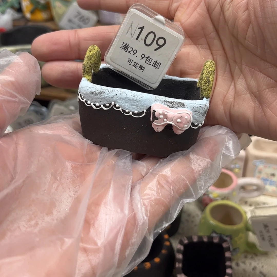 109蝴蝶结手工盆现货篮子