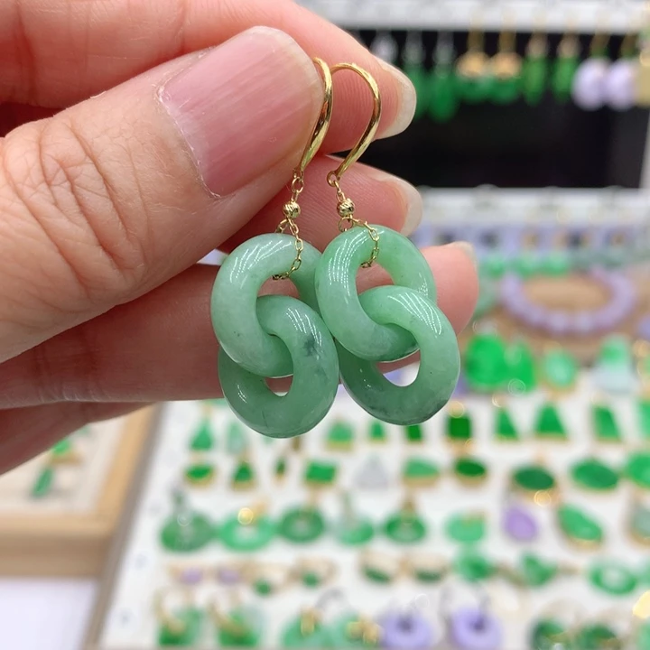 翡翠18K金镶嵌耳饰