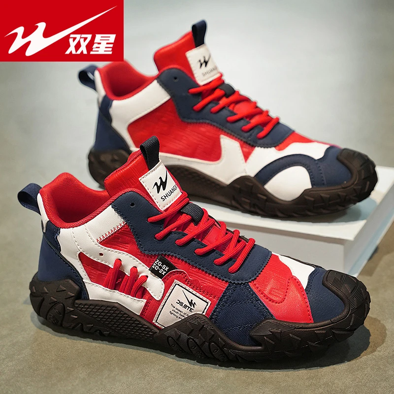 双星男鞋秋季新款潮流复古撞色赛车鞋男士百搭运动休闲阿甘德训鞋