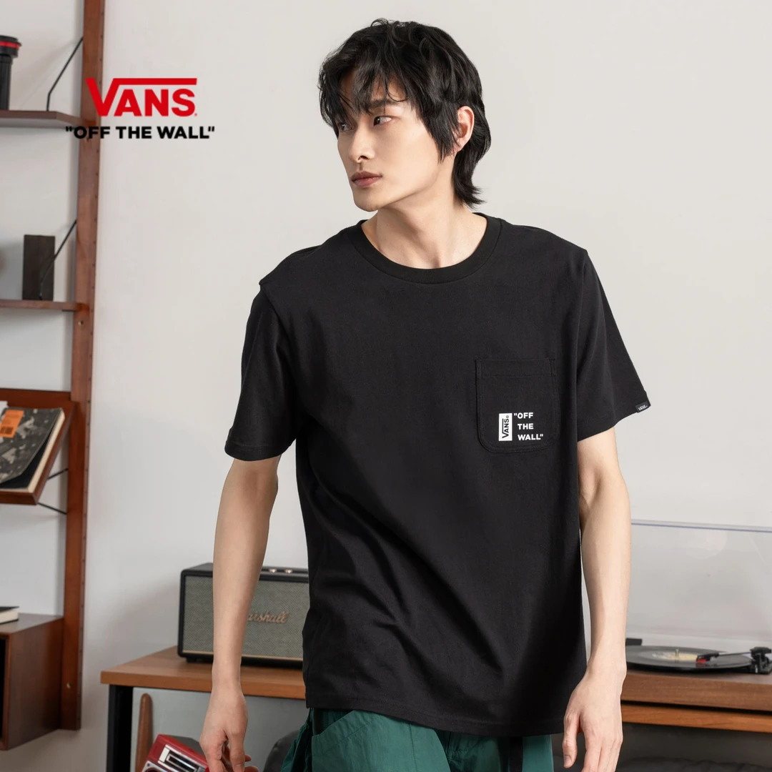 VANS范斯短袖LOGOT恤小口袋休闲潮流时尚百搭GQ6BLK