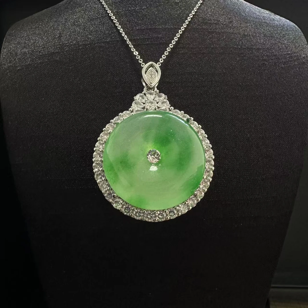 天然藏收飘阳绿平安扣YL008035