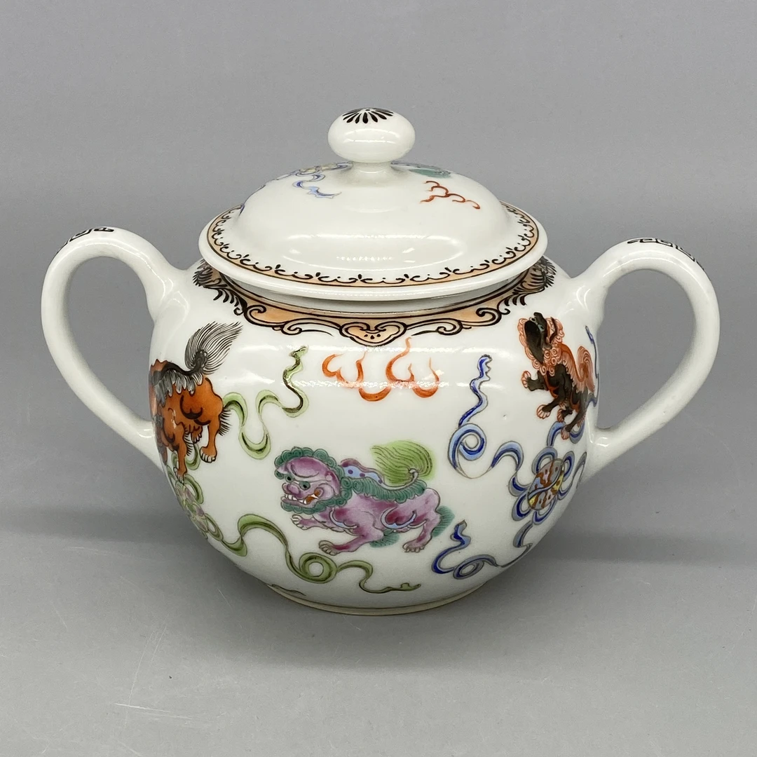 32511018*民国粉彩事事如意双喜盖罐/瓷器三/江苏省文物总店/MM