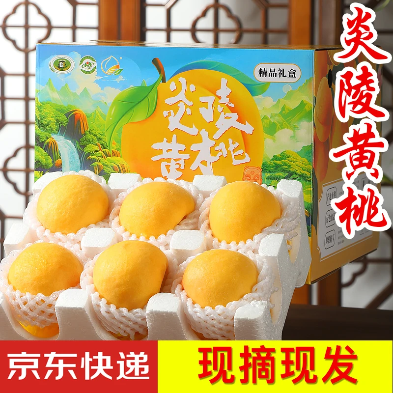 正宗湖南炎陵高山黄桃新鲜水果高山锦绣脆甜黄毛桃整箱大桃子