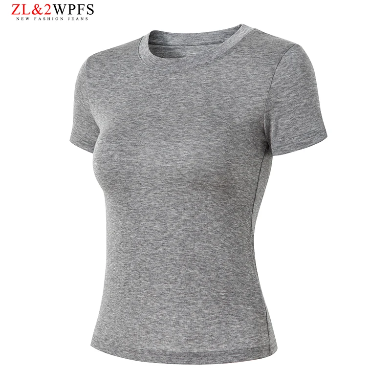 薄款t恤女莱赛尔天丝2025夏季新款透气灰色美丽诺羊毛短袖上衣