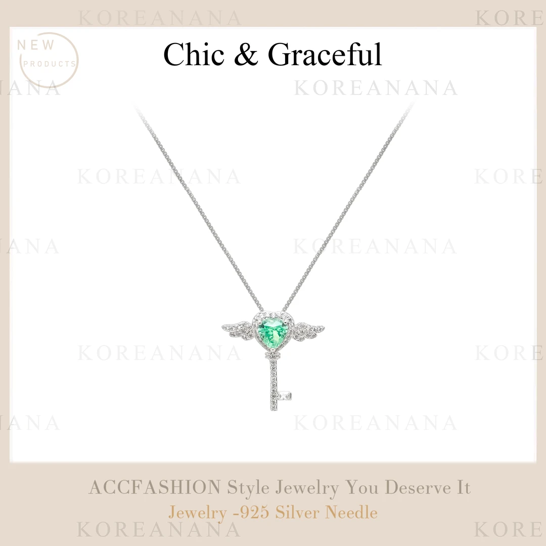 坠链均925银合成锆石 「天使之恋」 镀K金 轻奢精致锆石项链E412