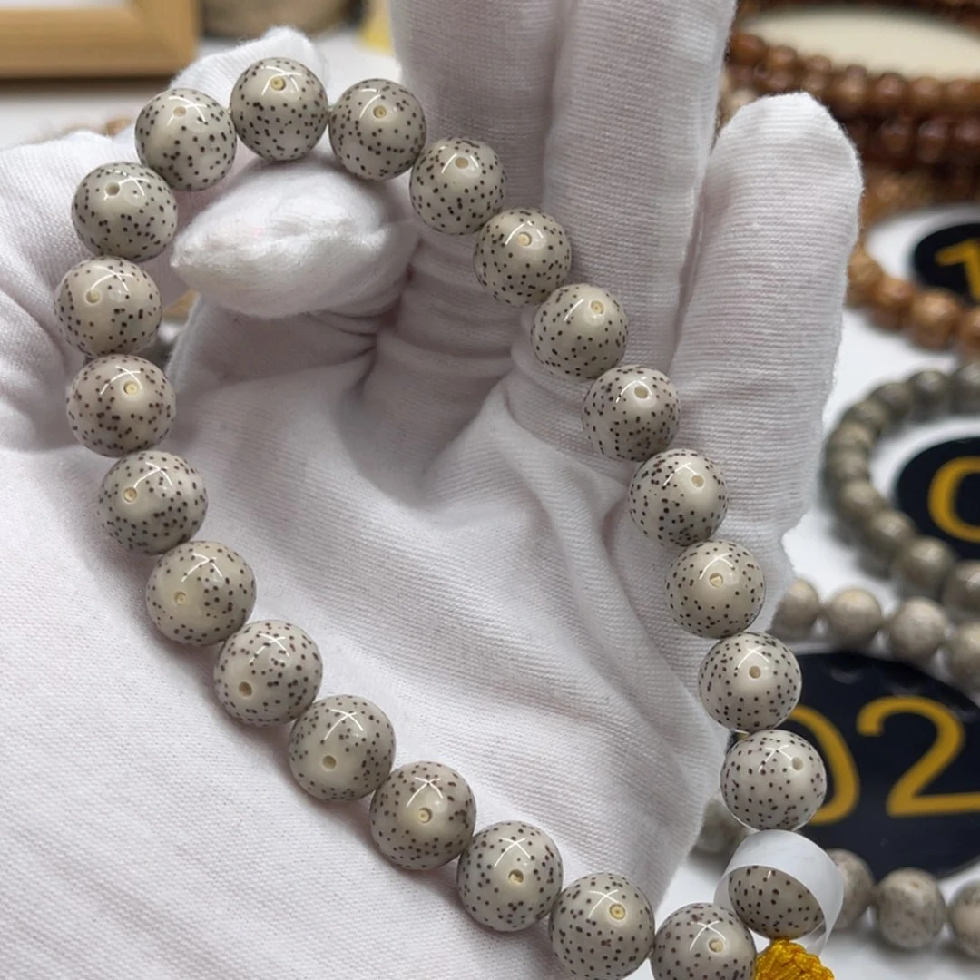 手串星月菩提骨瓷白10mm圆珠手持正月一线天满天小细星分布