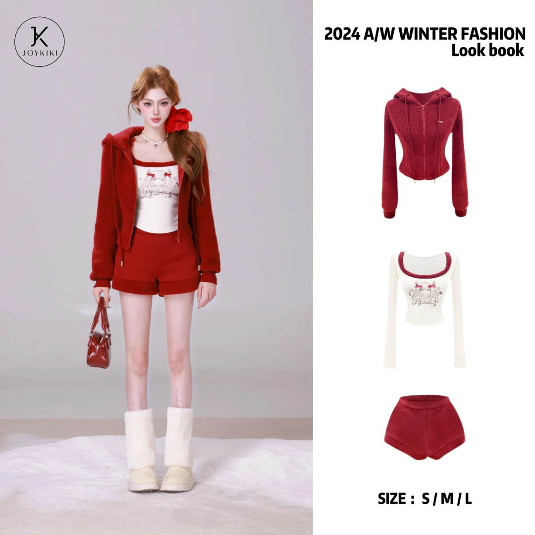 JOY KIKI金金【软糖少女】冬季纯欲运动洋气显瘦设计感套装J24D433