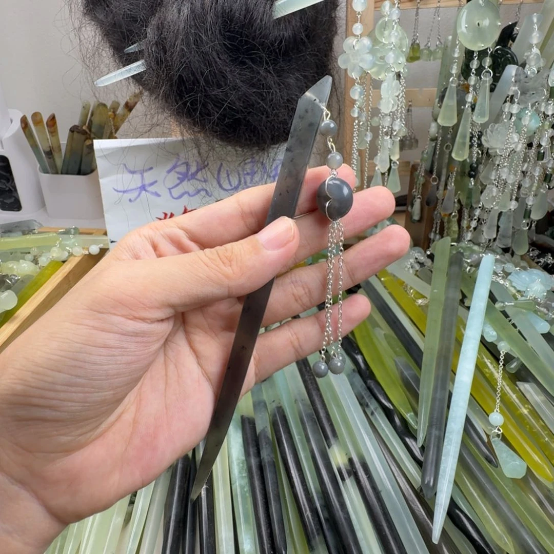 蛇纹石玉合金发饰