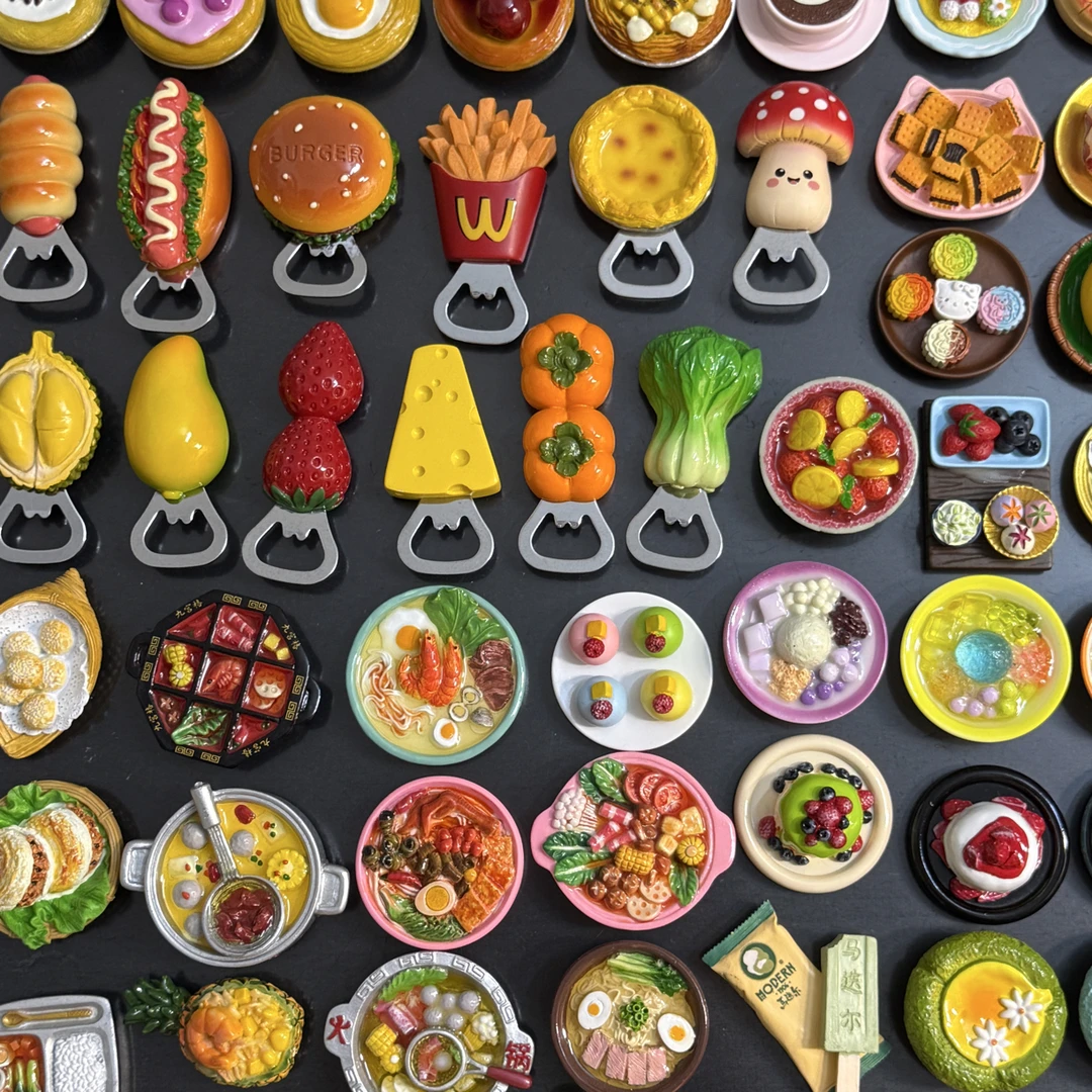 3D立体手绘磁吸食玩冰箱贴仿真美食装饰贴