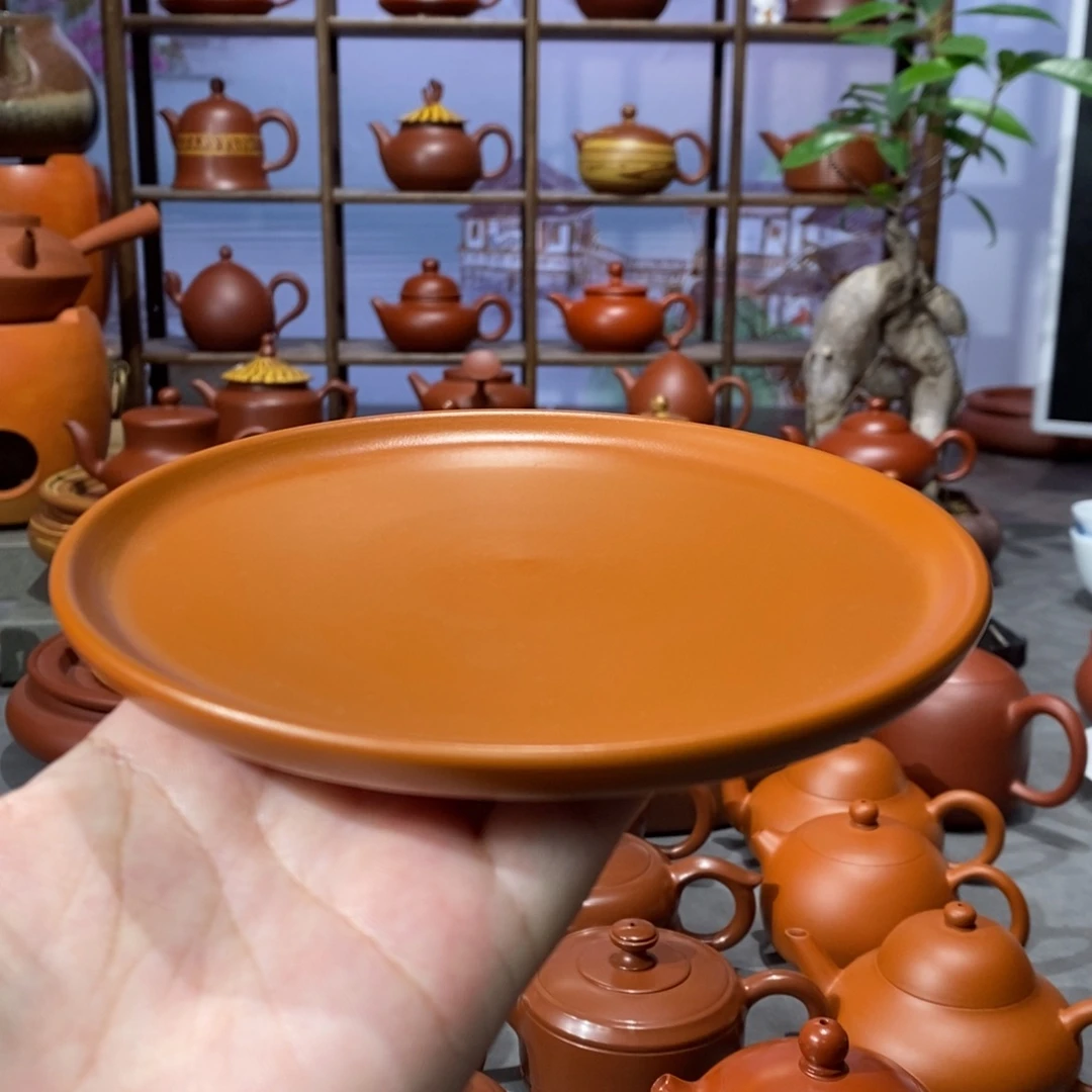 茶壶朱泥邱俊植鸡蛋黄壶承6寸