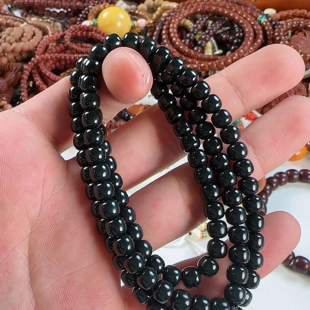 手链未镶嵌和田玉新疆黑青-6mm-108