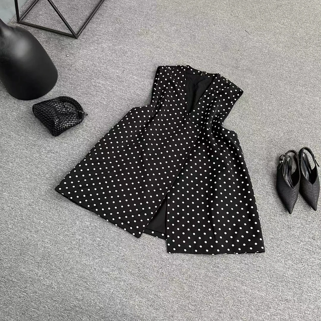 瑶睿安NO退NO换！！慎拍！气质开衫马甲欧货无袖波点马夹711