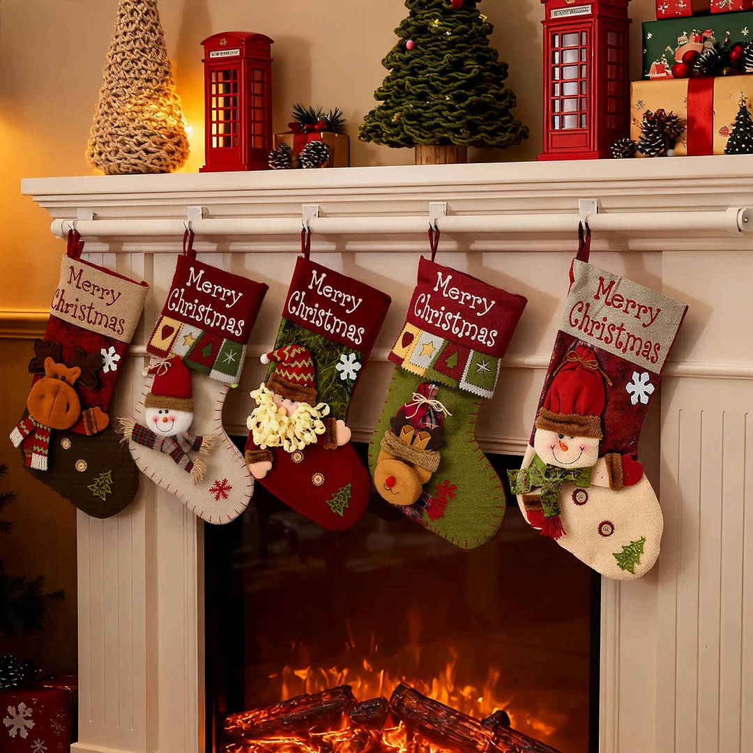 圣诞节大号圣诞老人麋鹿礼物袋儿童创意卡通用品圣诞袜挂件装饰品