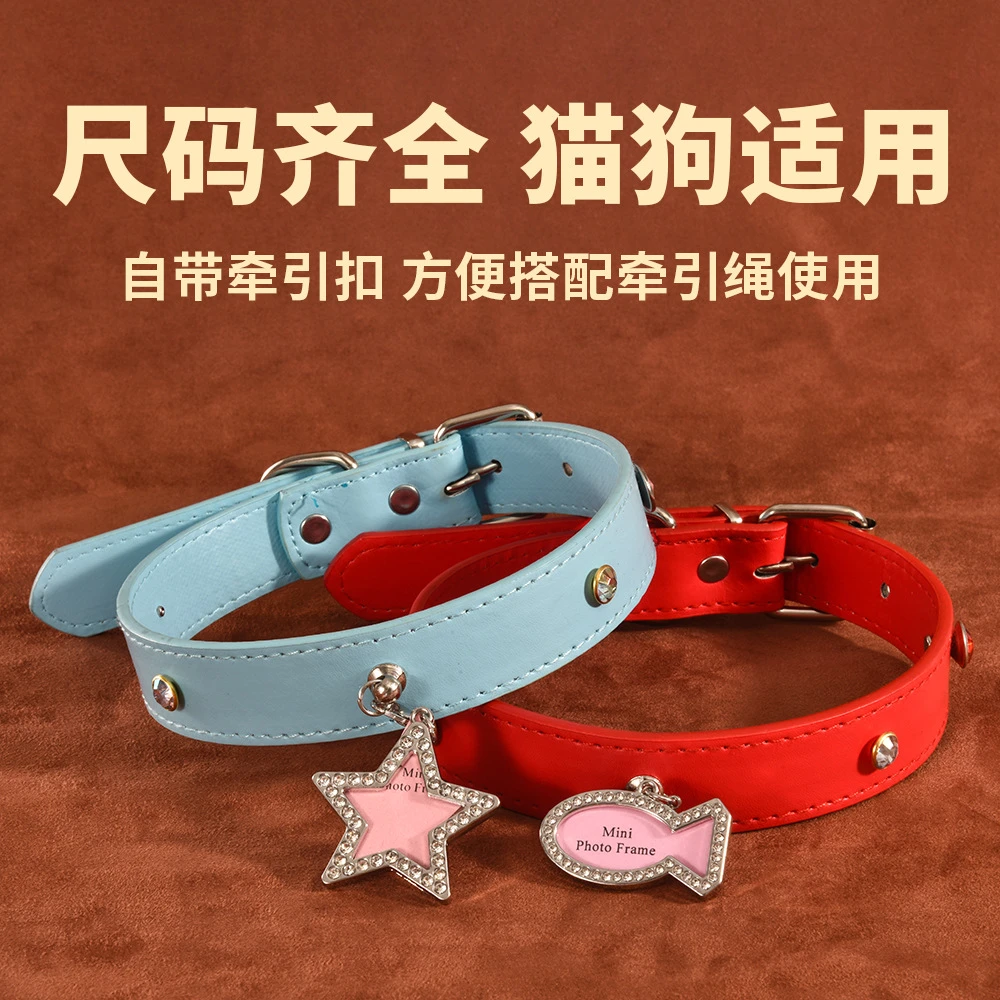 宠物项圈PU材质中小型狗狗猫咪围脖可调节大小多色脖圈猫狗通用
