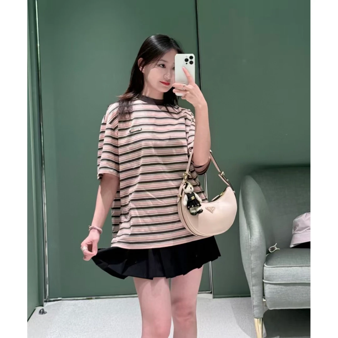 531小达达 粉色条纹 宽松tee