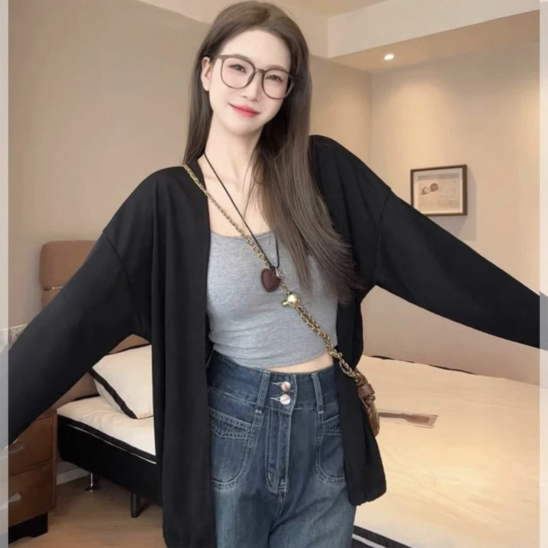 慵懒风冰丝针织开衫女防晒上衣夏季披肩罩衫松弛感外套