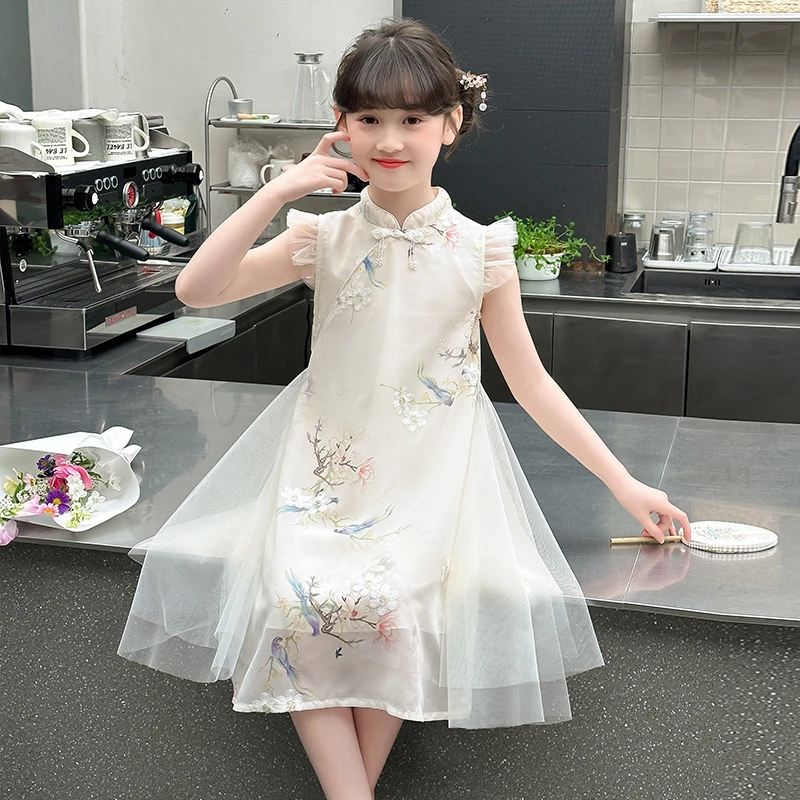女童旗袍连衣裙夏季2025新款儿童日常可穿汉服女孩古风中式旗袍裙