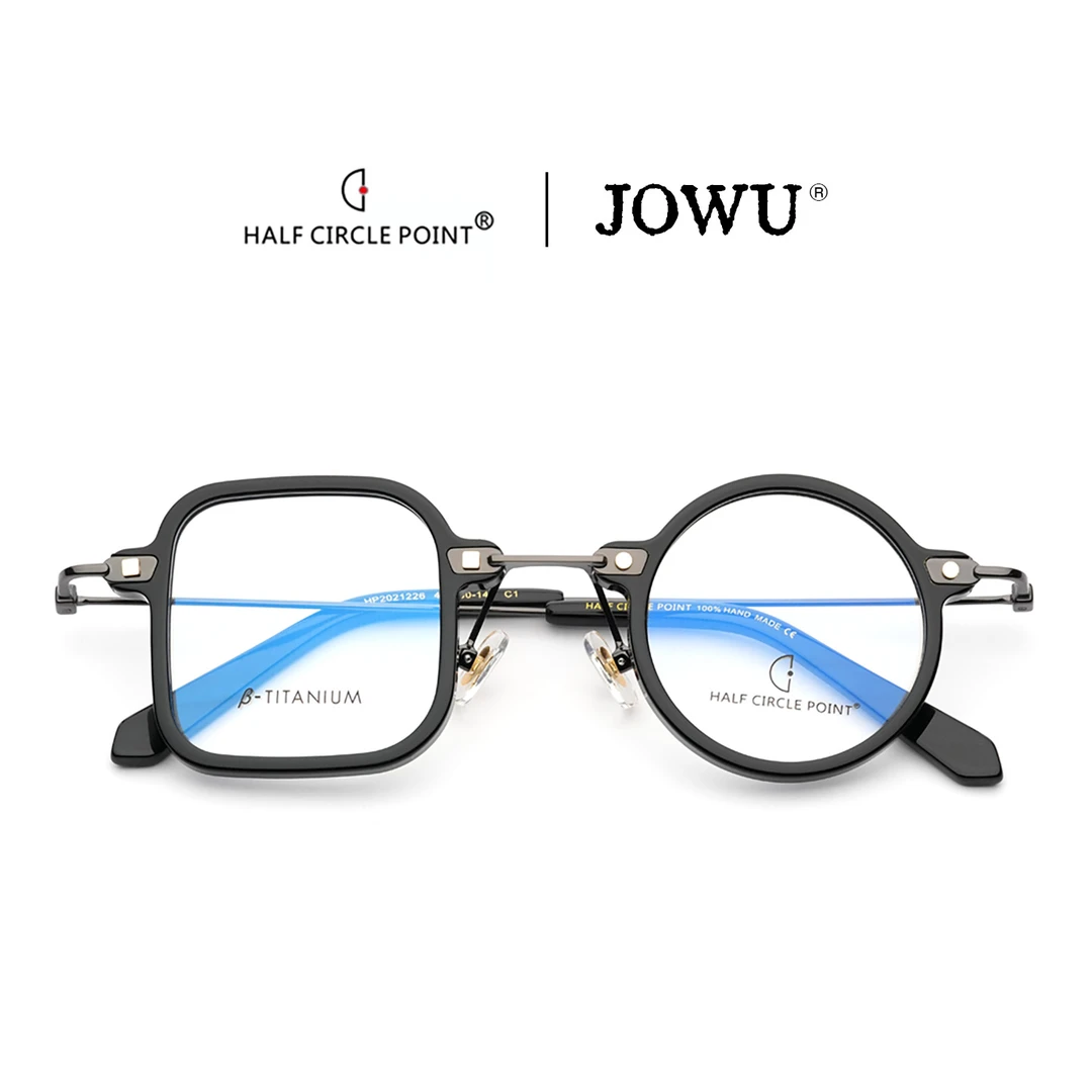 玖吾&HCP半圆点HP2021226日系复古个性小众不规则一方一圆眼镜框