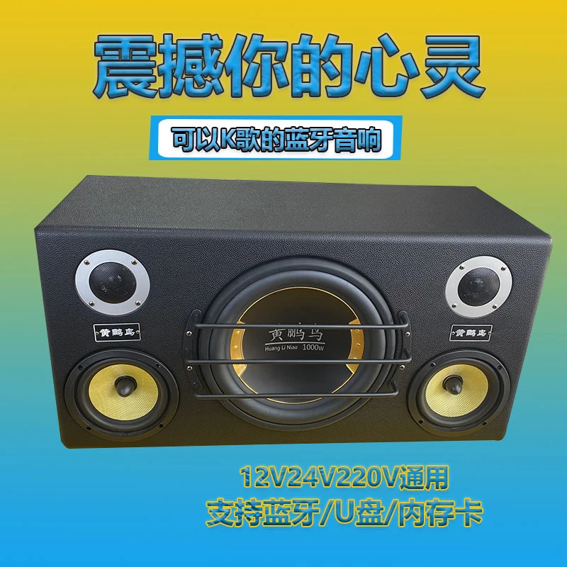 12寸书架低音炮12V24V220V超重低音大功率K歌蓝牙音响车载家用炮