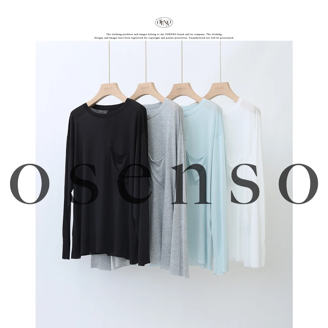 OSENSO"凉皮T"休闲百搭时尚卷边宽松打底T恤TX241281