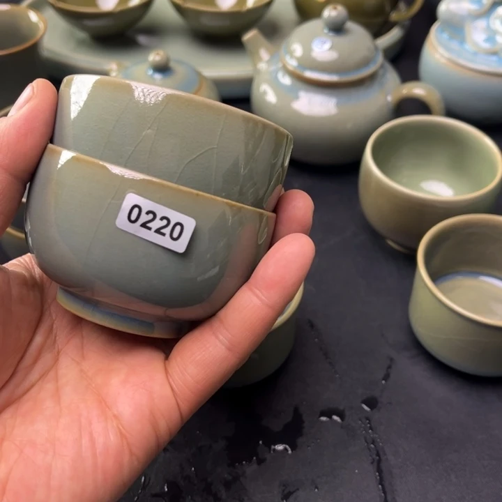 难***经摆件汝瓷天蓝手工罗汉