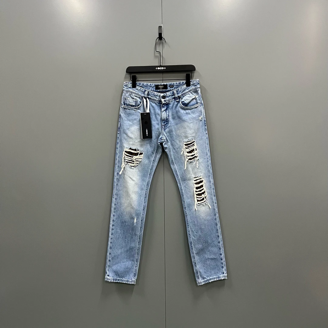 95新 FENDI/芬迪 芬迪 水洗破坏牛仔裤 30码/95新