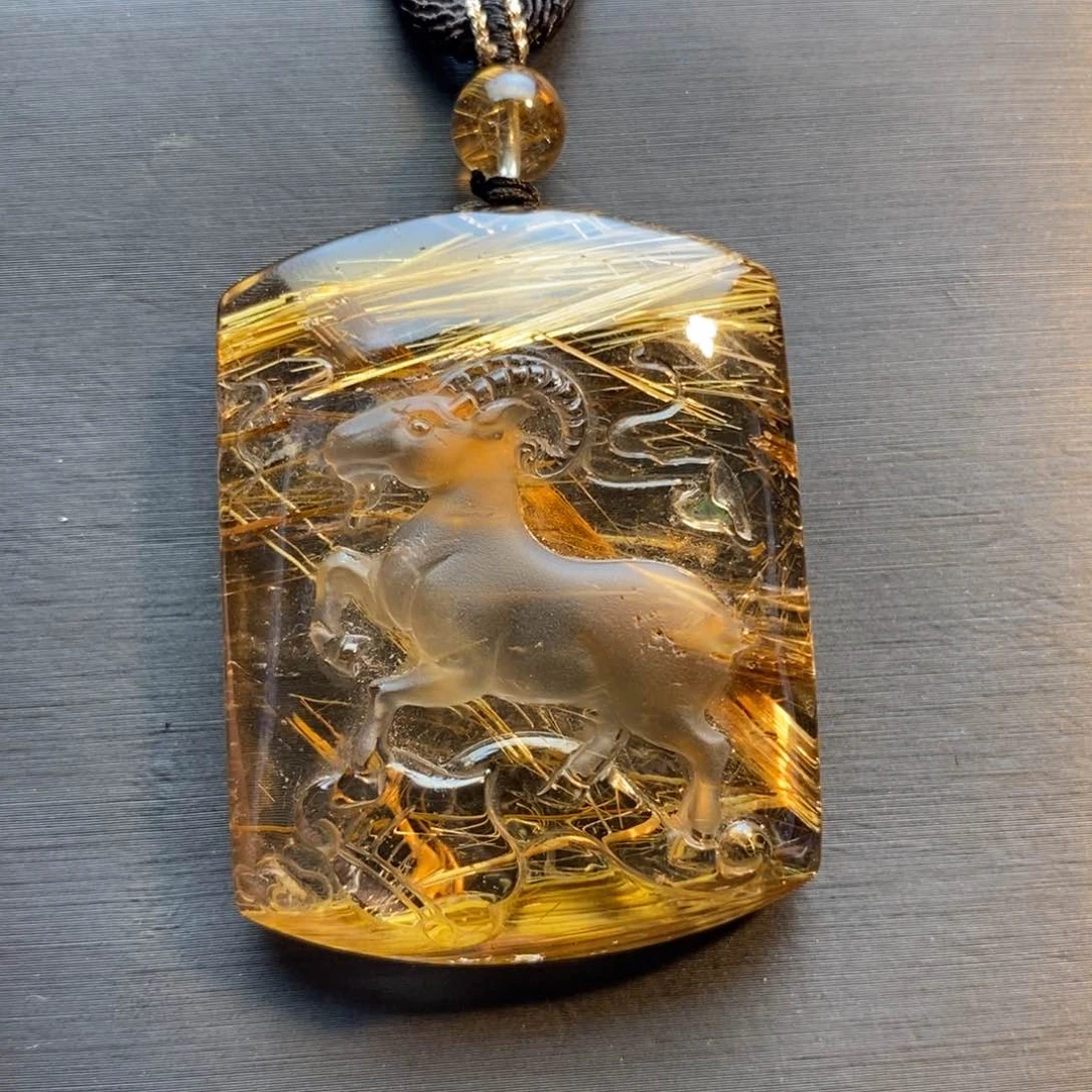 未镶嵌颈饰水晶天然钛晶生肖羊吊坠