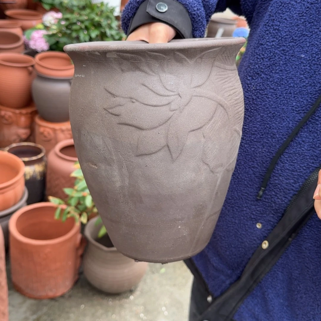 紫砂花盆口20高25宜兴紫砂粗糙