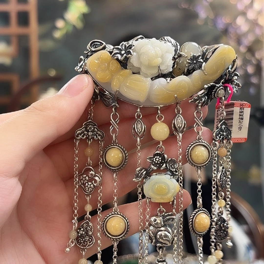 翡翠银S925镶嵌发饰