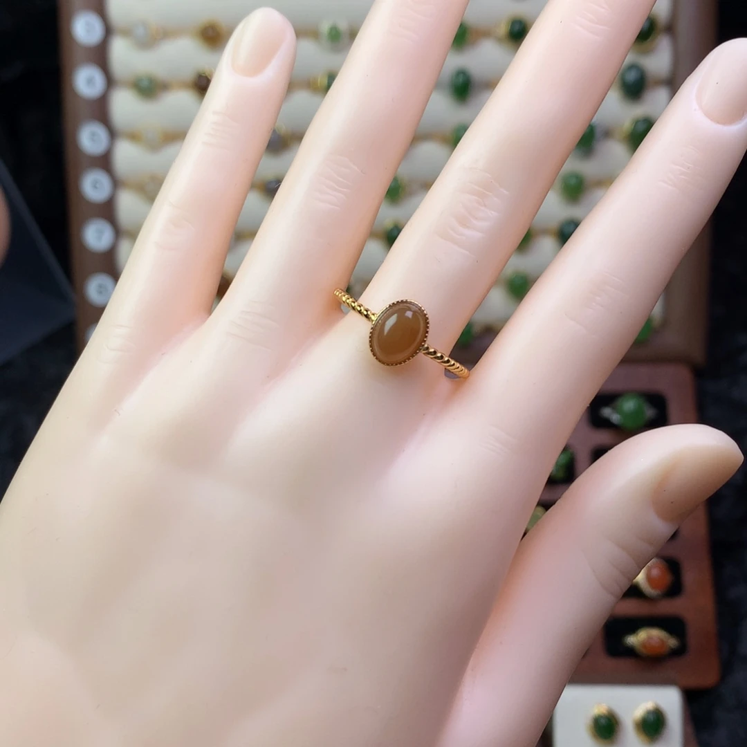 和田玉银S925镶嵌戒指