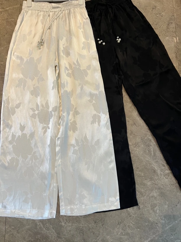 橙子专属 南油新款暗纹提花舒适阔腿裤