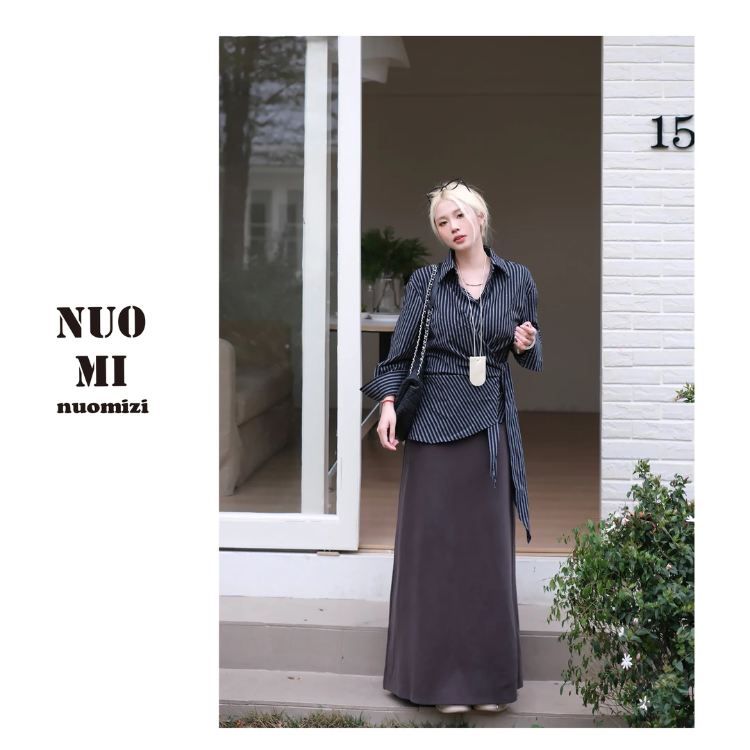 ZOZ糯米子[面膜裙]气质简约百搭高腰显瘦春季垂感修身显瘦半身裙