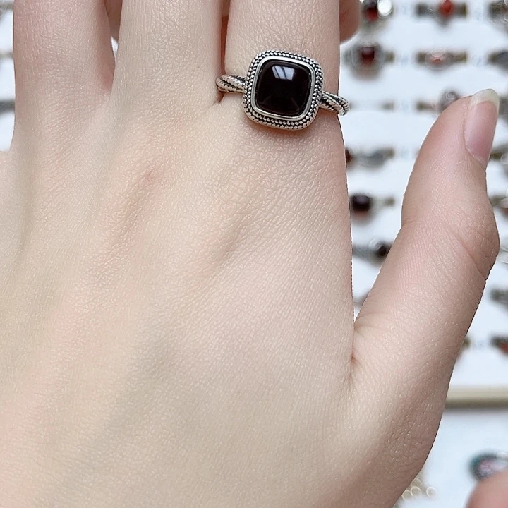 血珀戒指银S925镶嵌天然