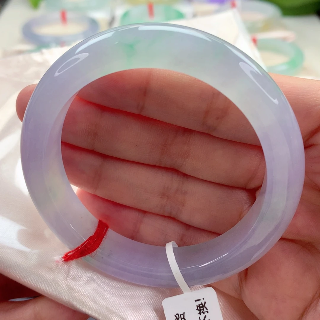 未镶嵌手镯翡翠冰胶春彩 仙气飘飘 喵喵