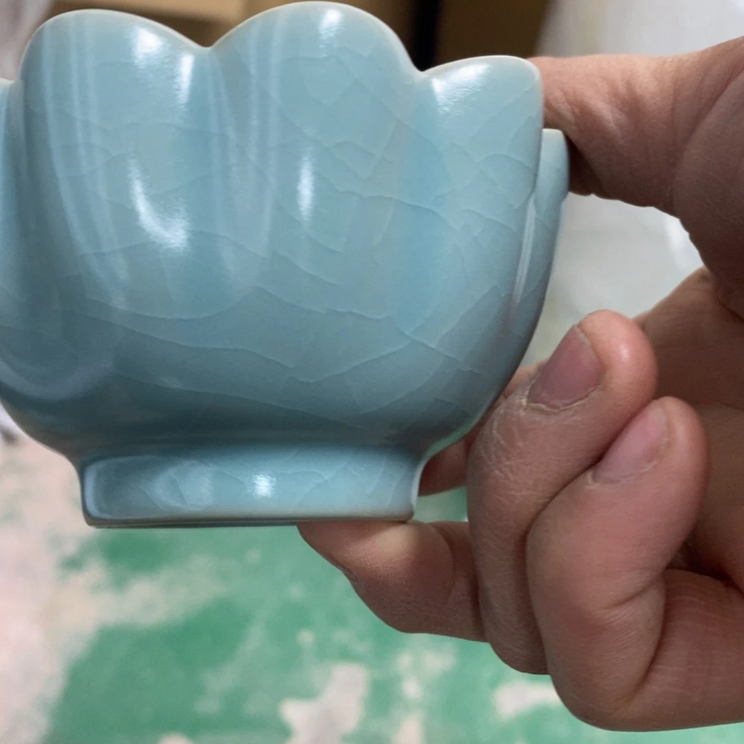 摆件陌**花抱朴汝瓷仿古微瑕