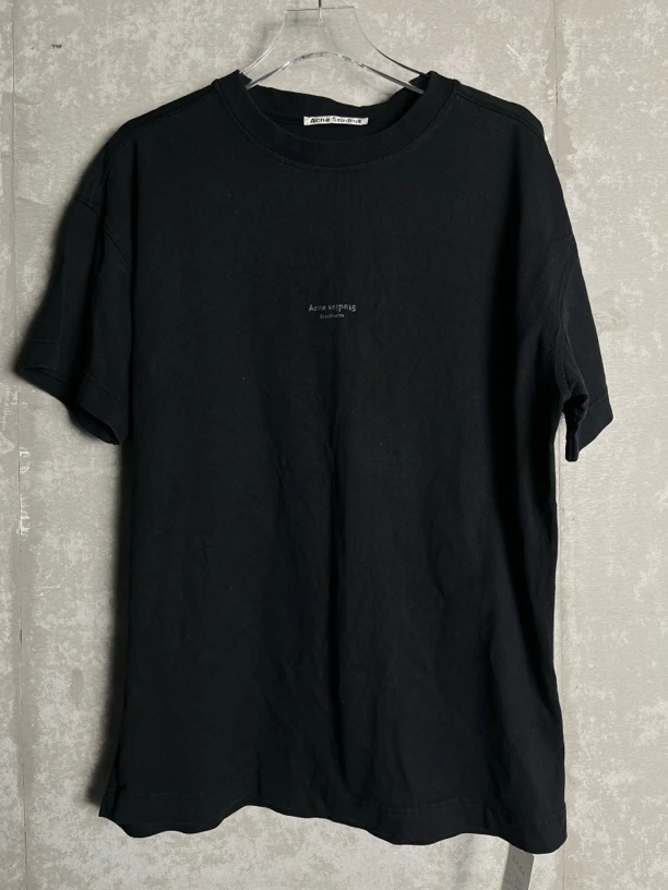 未使用 Acne studio S*1/Acne Studio黑色颠倒logo短袖/08113
