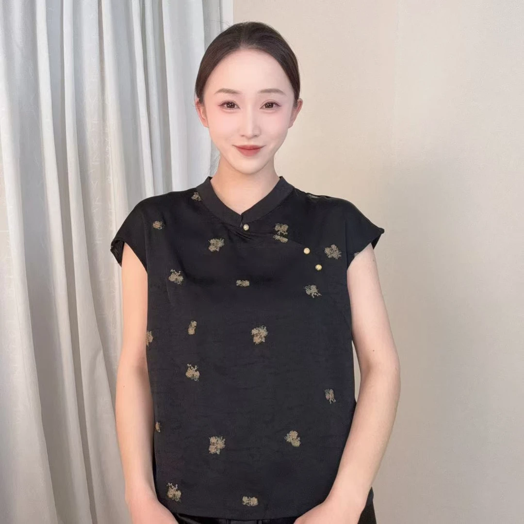 【翩然】夏季薄款刺绣新中式国风短袖-LL