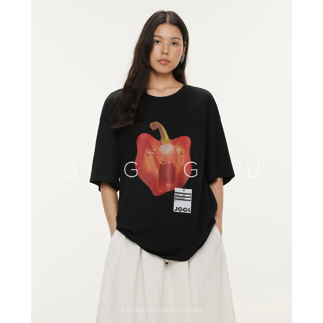 晶咕黑标【果味夏日】水果系列宽松版T恤休闲夏季JG11250158