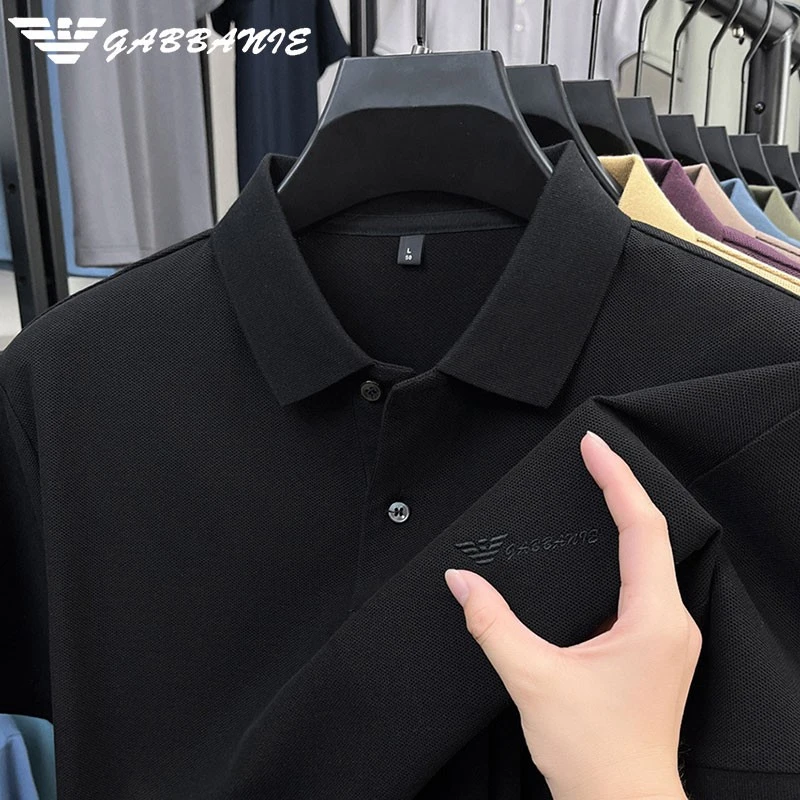 轻奢品牌新款男士纯棉短袖T恤男夏季纯色透气翻领t恤POLO衫