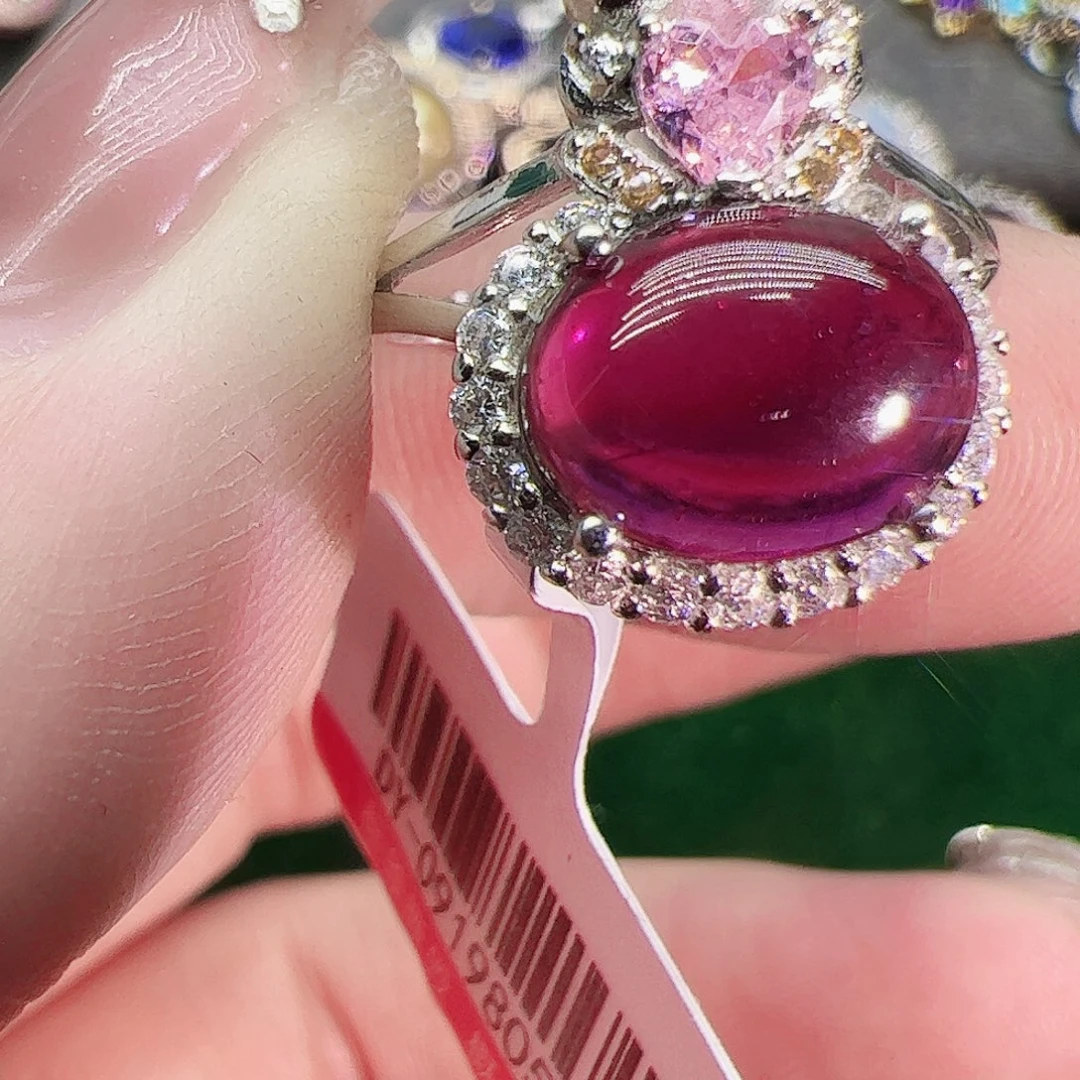 石榴石（紫牙乌）戒指银S925镶嵌