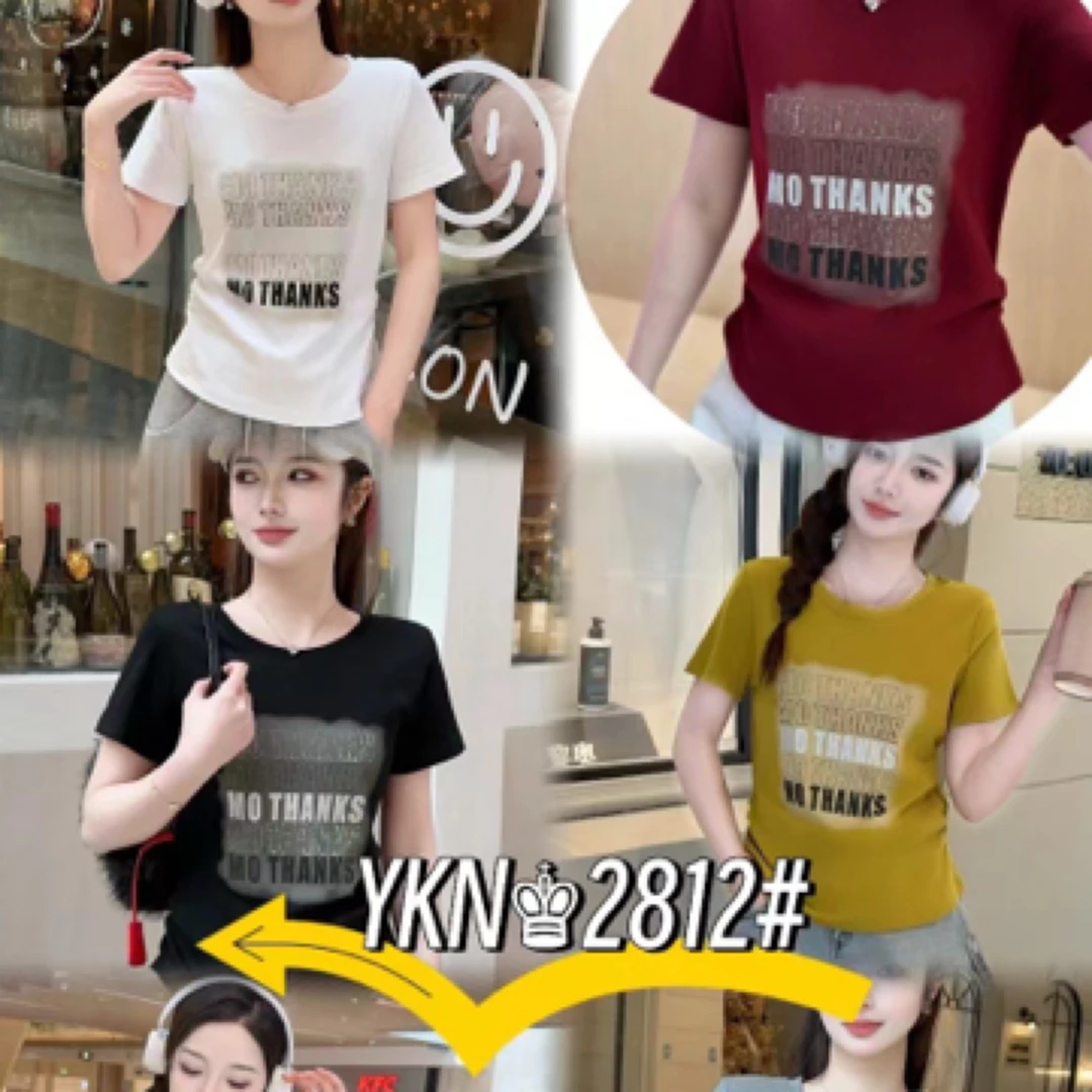 夏季字母烫钻短袖上衣（2812）