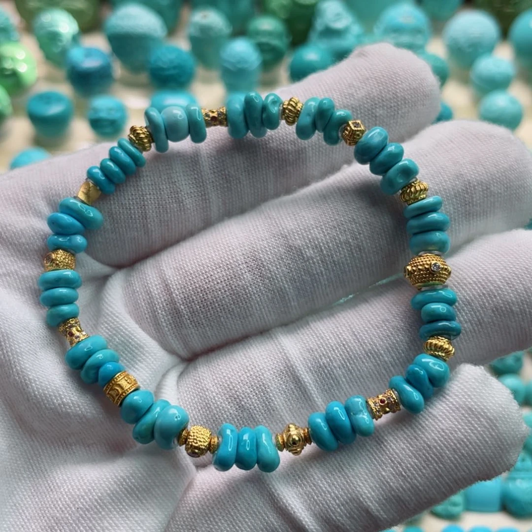 绿松石珠宝奇石银S925镀金镶嵌