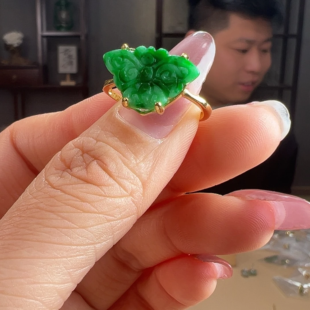 翡翠银S925镶嵌戒指戒指