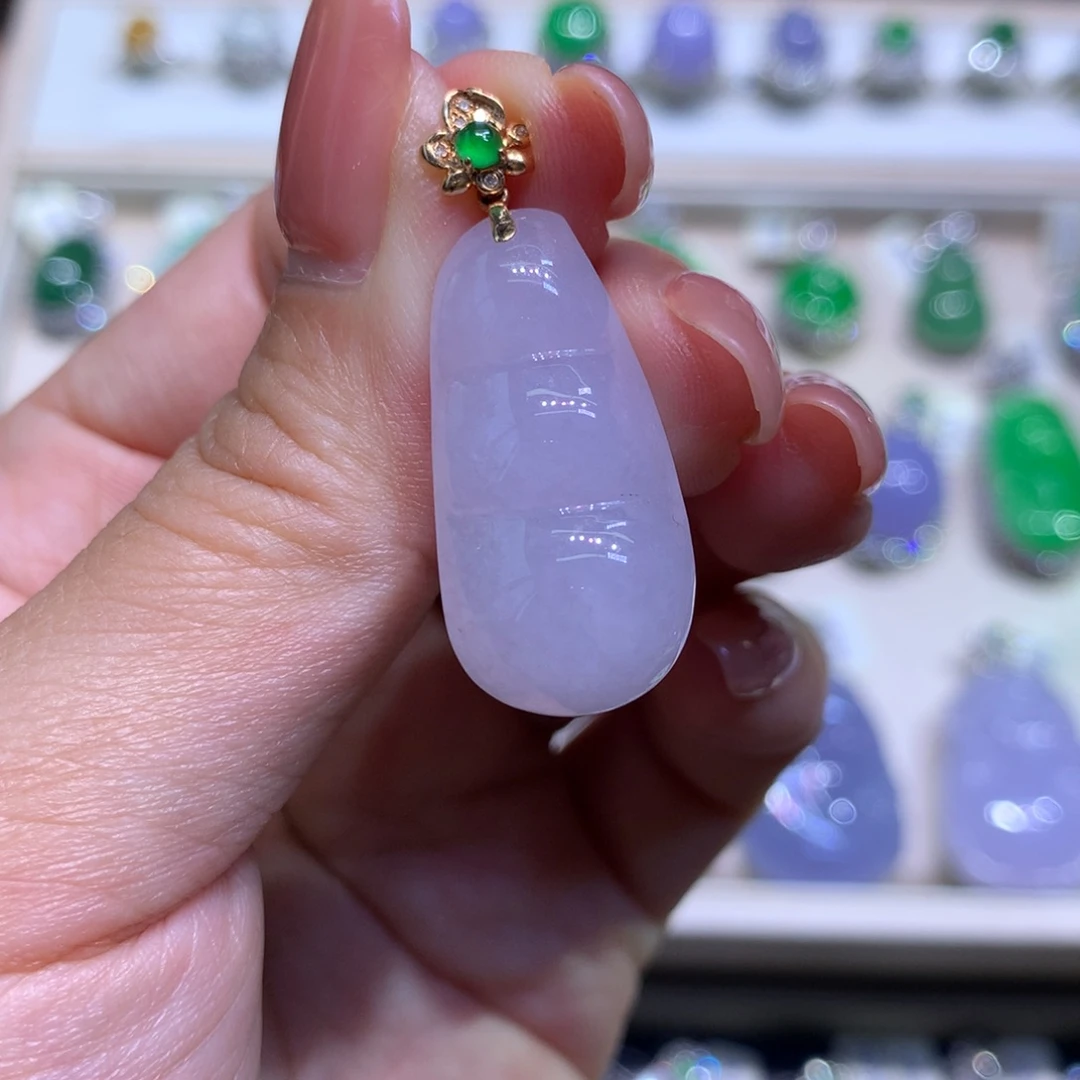 吊坠(不含链)18K金镶嵌翡翠