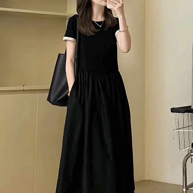 法式a字连衣裙2025新款女夏季收腰显瘦今年流行爆款气质长裙子女