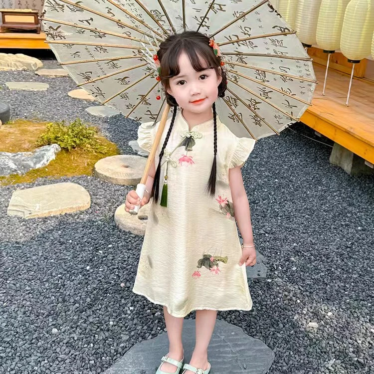 旗袍女童汉服夏装连衣裙新中式2025新款女宝宝裙子中国风唐装7196