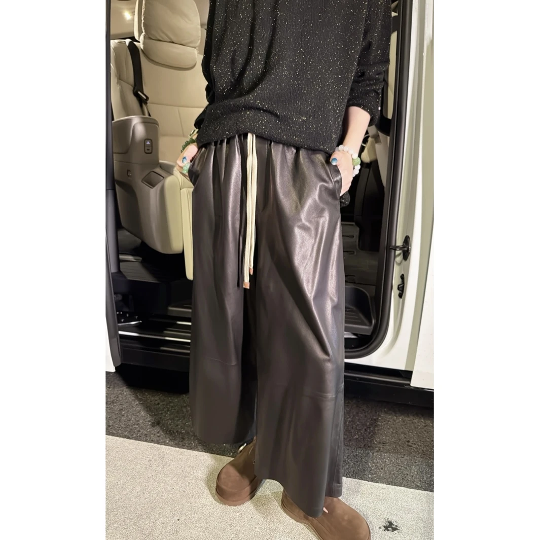 秋冬型格！进口A+超薄山羊皮松弛感大脚皮裤！GZ6343