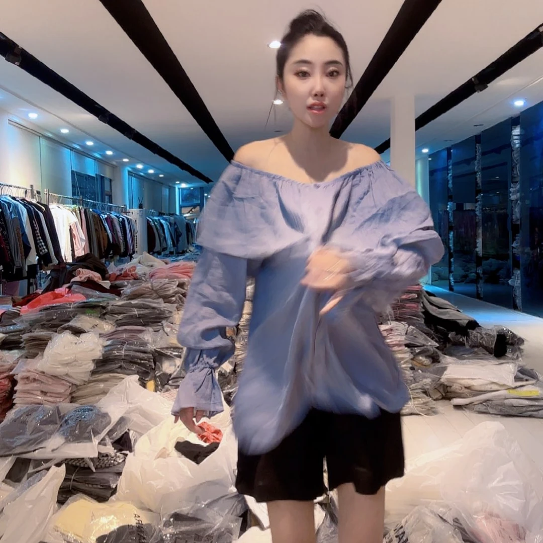 亚麻灰蓝色上衣545494