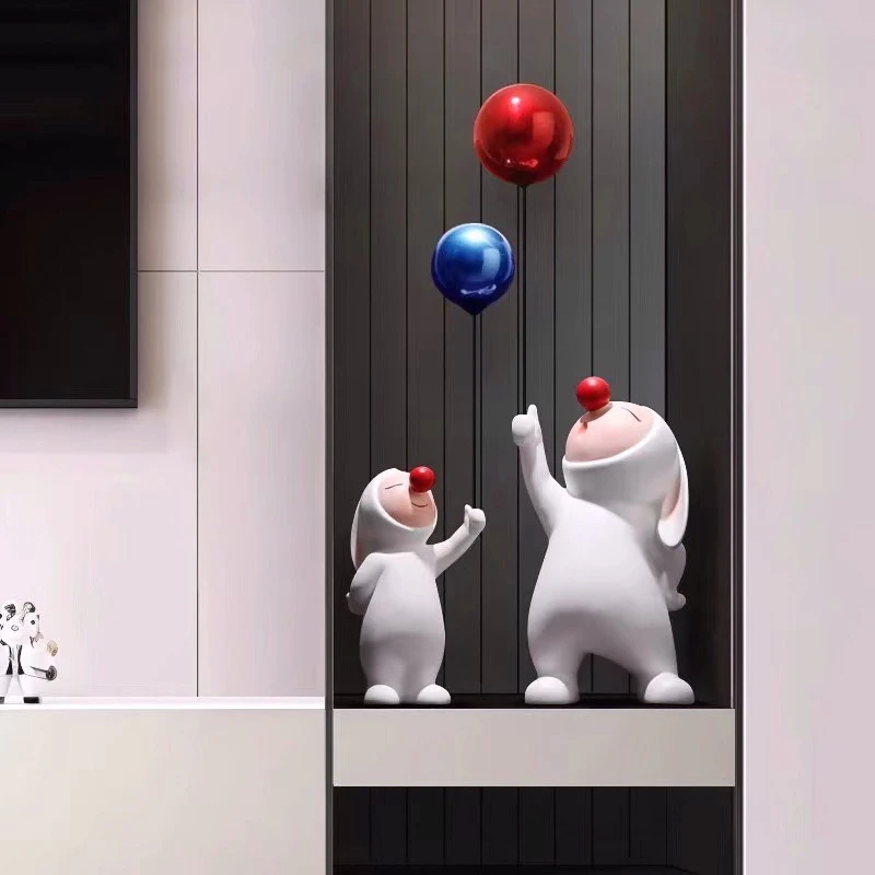 北欧创意气球兔子摆件动物客厅桌面电视柜玄关橱窗家居房间装饰品